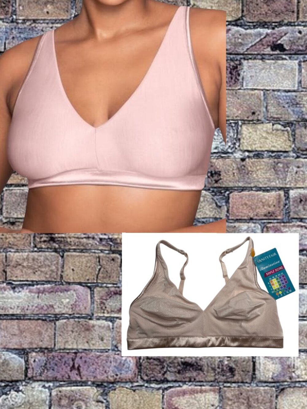 NWT Vanity Fair 72108 Illumination Wireless Bralette Bra Pink Quartz S 34B 34C